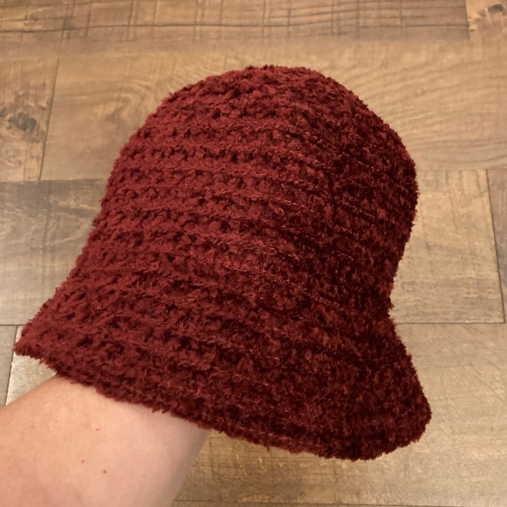 Vintage Villager Liz Claiborne Burgundy Bucket Hat Textured Y2K 90s Fashion OSFM
